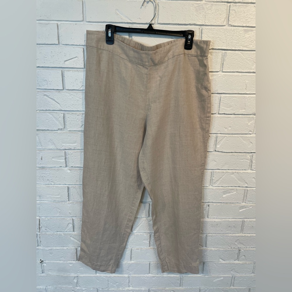 Eileen Fisher 100% Organic Linen Ankle Pants L